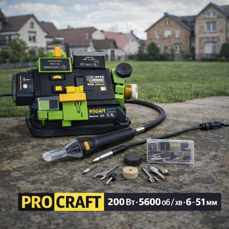 Верстат Procraft MS450 для гравіювання 200 Вт та шліфування багатофункціональний з гнучким валом і насадками 5600 об / хв Львів - фото 1