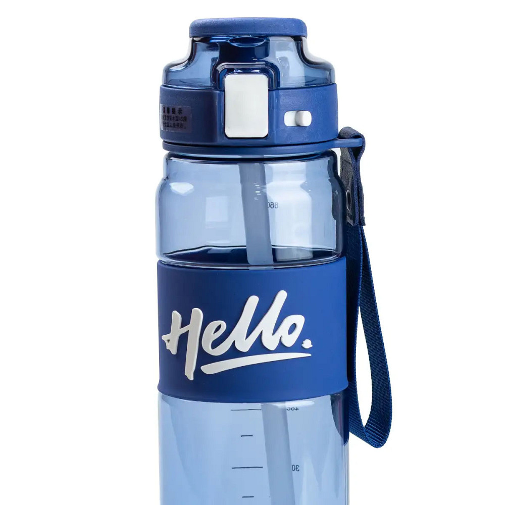 Happy Life Пляшка для води 860 мл тритан з ремінцем і ручкою Синя HP17303BL Коломия - фото 4