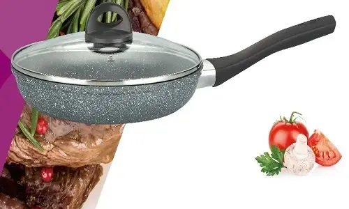 Сковорода Benson BN-494 24см, h-6,3см, глубокая мраморная антипригарная покрытие Коломыя