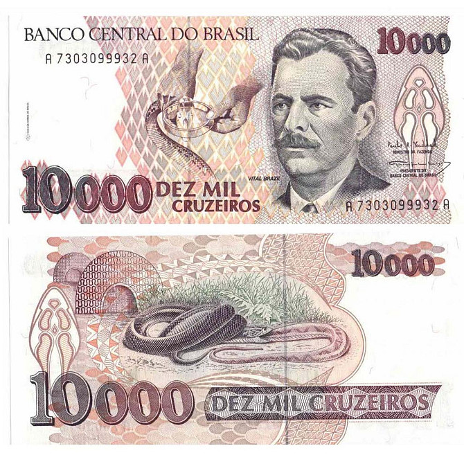 Бразилия/Brazil 10000 Cruzeiros (1992) P233b UNC Полтава - изображение 1