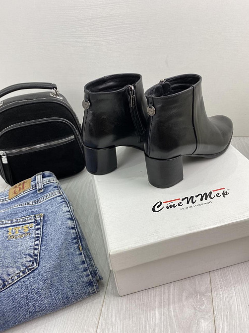 Stepter Черевики жіночі STEPTER чорні натуральна шкіра каблук 5.5см висота 10см 35р.-22.5см 37р Коломыя - изображение 7