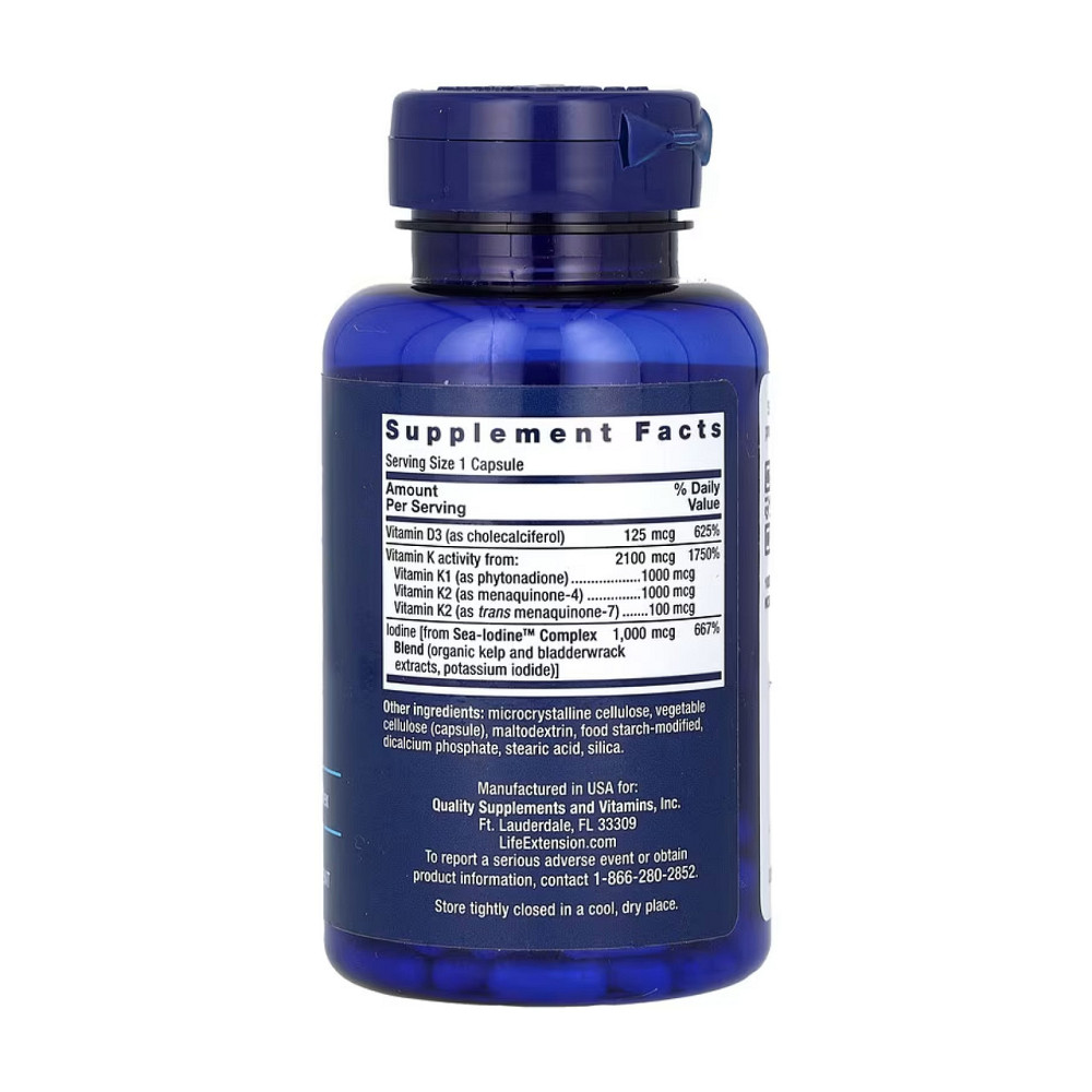 Витамин D и K с морским йодом Life Extension Vitamins D and K with Sea-Iodine™ - 60 caps Киев - изображение 2