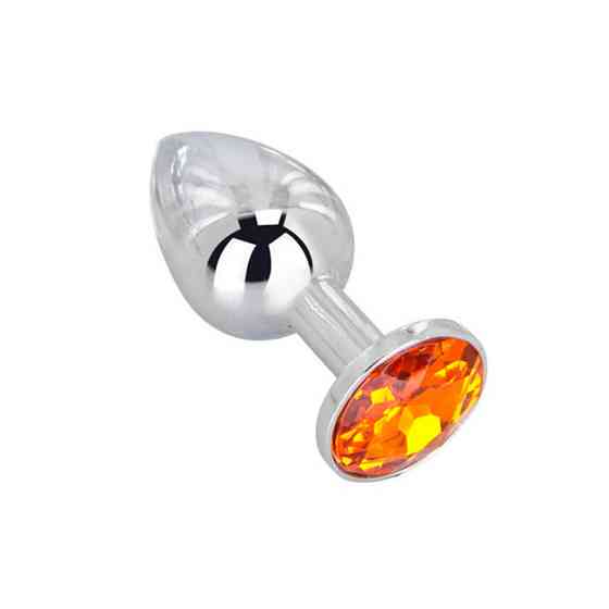 Сталева анальна пробка з кристалом - 4*9 см - Анальні іграшки Вінниця