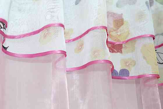 Кухонная занавеска (265х170см) на кухню, балкон цвет розовый 00к 59-493 Киев