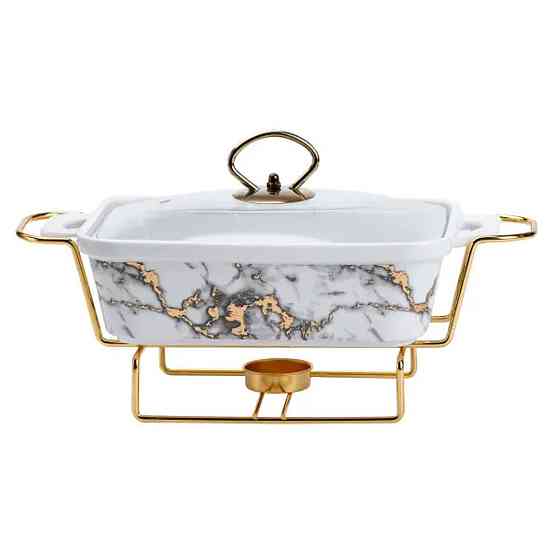 Yiwu Марміт порцелянаовий 1 л зі скляною крішкою та підставкою з підігрівом Коломия