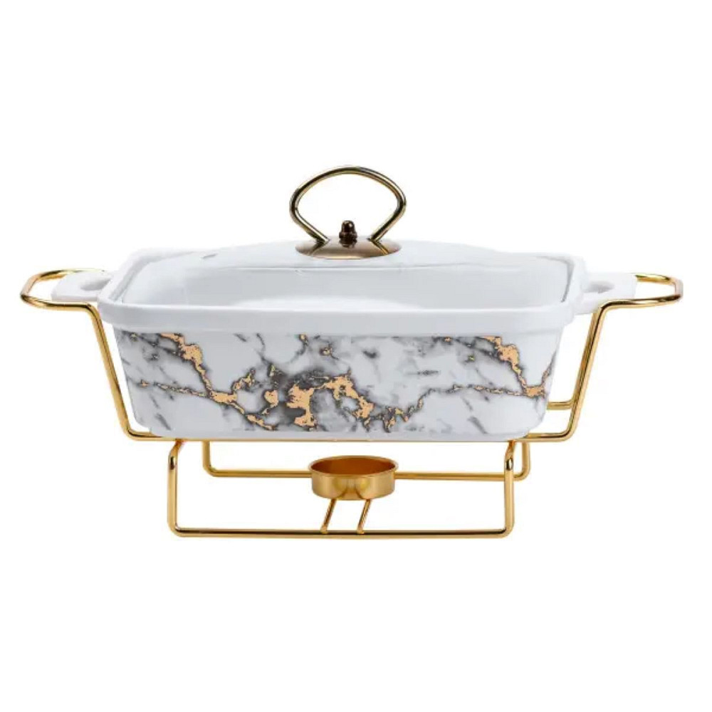 Yiwu Марміт порцелянаовий 1 л зі скляною крішкою та підставкою з підігрівом Коломыя - изображение 1