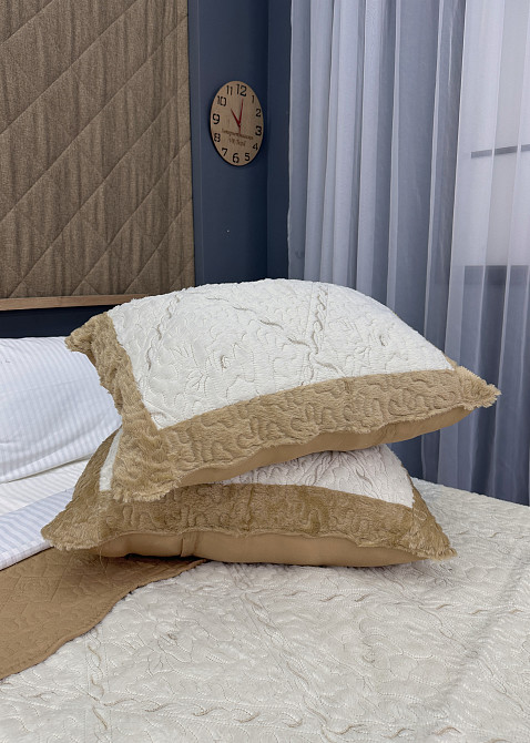 Покривало двостороннє з хутром 210x230 (+-10 см) і 2 наволочки колір кавовий з молочним (85-154) Київ - фото 8