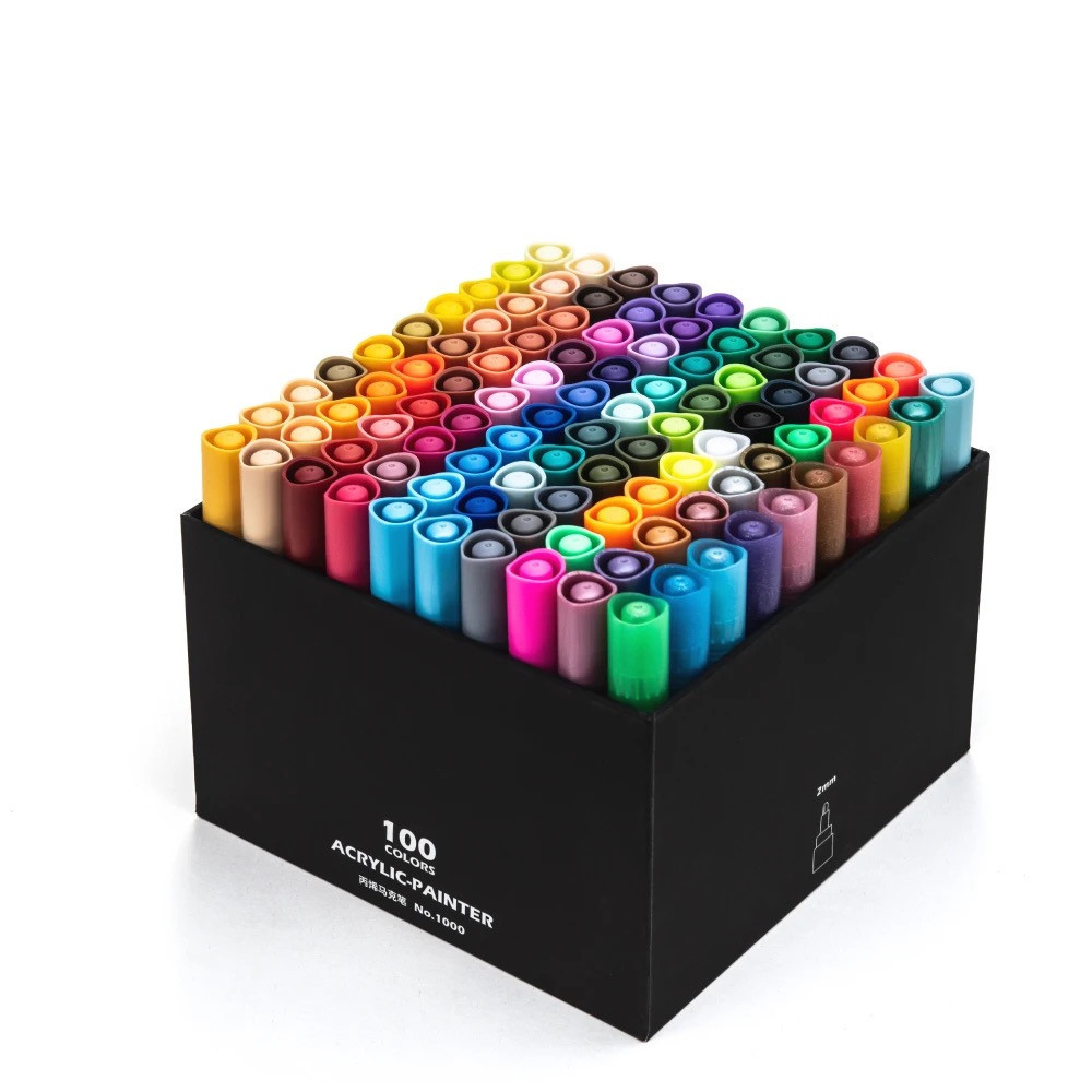 Маркери акрилові STA для малювання, преміум якість, набір 100 кольорів, універсальні для скла, дерева, ткани та кераміки Кам'янець-Подільський - фото 2