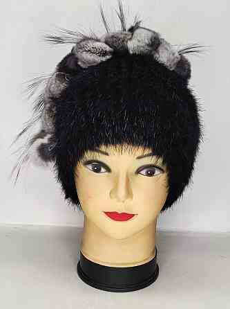 Шапка меховая женская виноград украшена шиншилой Карина Черный Харьков