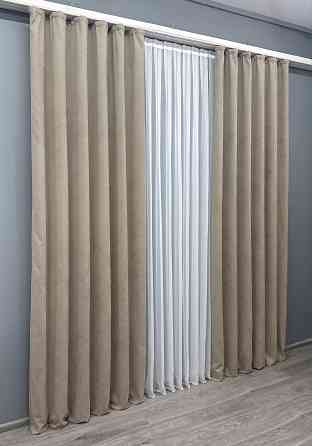 Комплект готових штор VR-Textil Мікровелюр Petek YL № 1708ш Тауп 100х290 см 2 шт (31-819) Київ