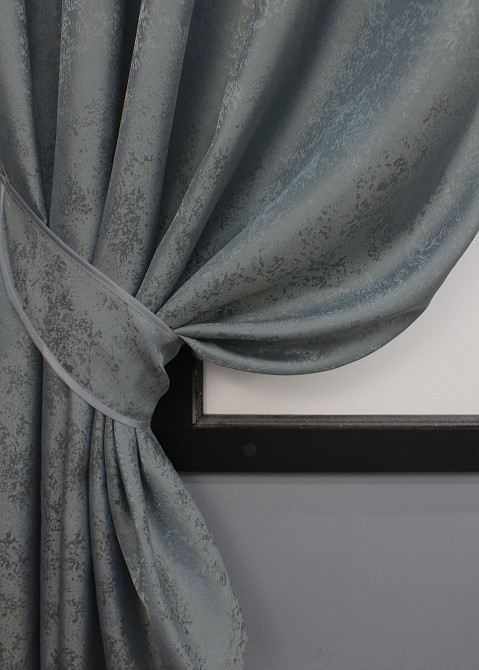 Комплект коротких штор VR-Textil Жакард Мармур Al1 № 1015ш Графітовий 130х170 см 2 шт (35-0208) Київ - фото 3