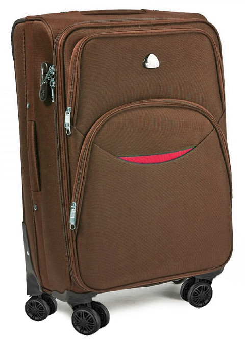 Чемодан тканевый WINGS 1708 большой с улыбкой 4 колеса 75 см коричневый Киев - изображение 1