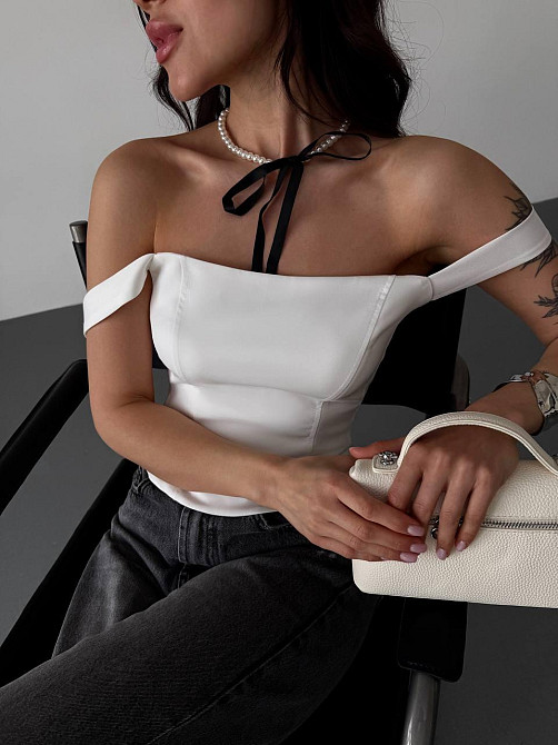 Жіночий стильний романтичний корсет із подвійним матеріалом костюмка Lux Молочний, 46/48 Одеса - фото 8