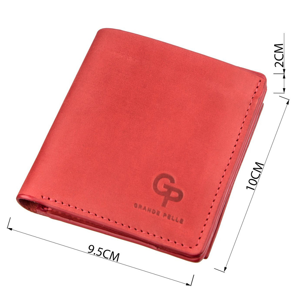 Яркое кожаное портмоне женское с накладной монетницей GRANDE PELLE 11224 Красное Киев - изображение 3