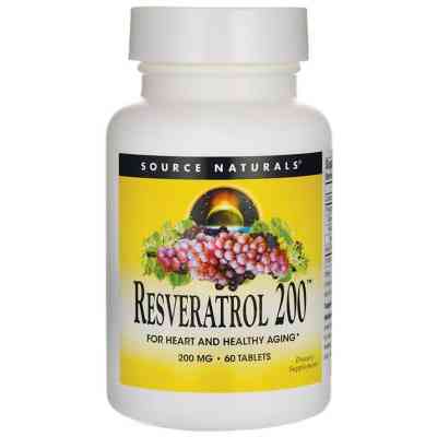 Антиоксидант Source Naturals Ресвератрол, Resveratrol, 200 мг, 60 таблеток (SN2293) Вінниця