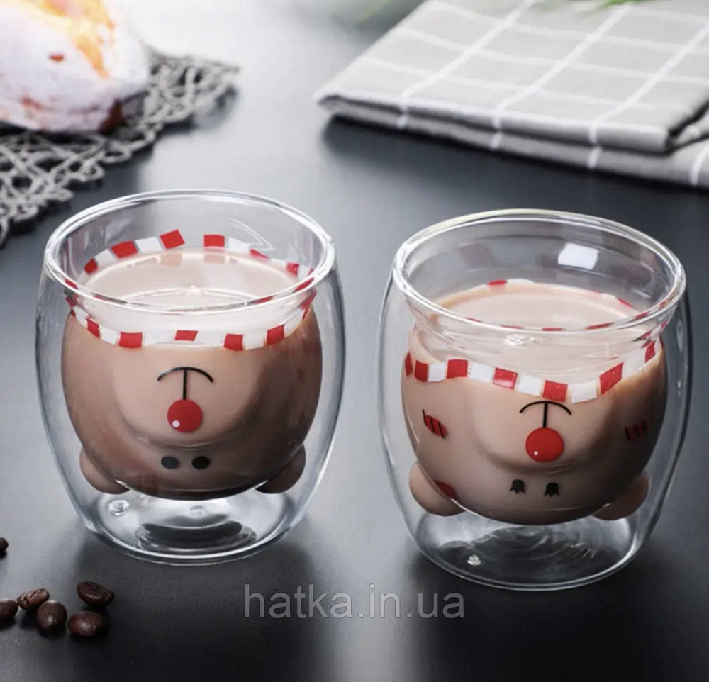 Піала з подвійним дном новорічна Olens "Ведмежатко" 250 мл прозора з малюнком Київ - фото 2