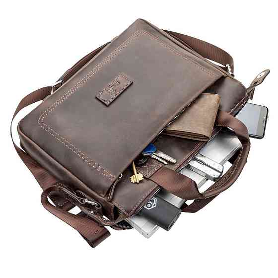 Сумка чоловіча SHVIGEL 11108 шкіряна Коричнева Київ