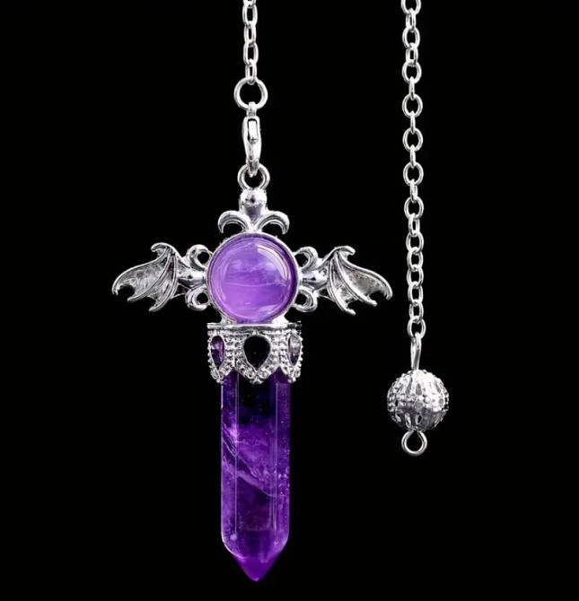 Маятник из натурального аметиста, подвеска для балансировки чакр из аметиста, размер 5 см. Киев - изображение 1
