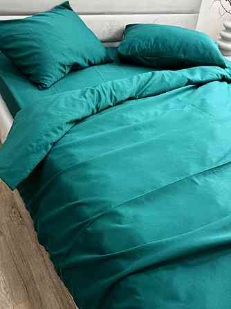 Комплект постільної білизни Ecotton полуторний 150х215 см однотонний темно-зелений смарагдовий Dark Green Коломия