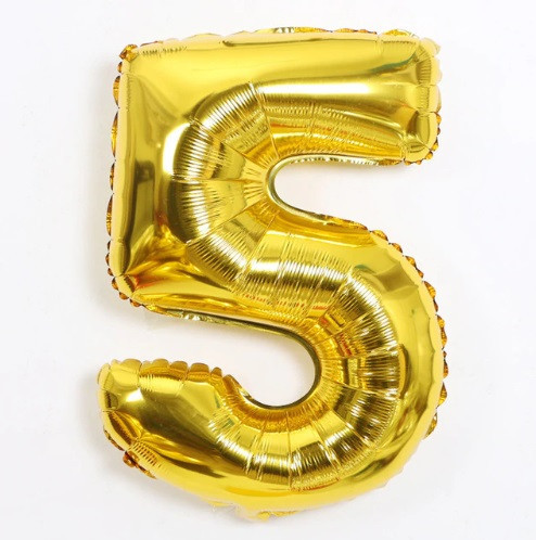 Шарик цифра 5 фольгированная 32 дюйма золотистый Киев - изображение 1