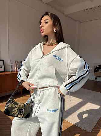 Женский спортивный оверсайз костюм двойка: кофта и штаны с лампасами Меланж Одесса