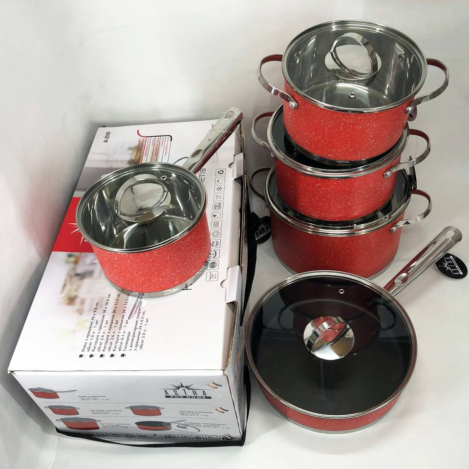 Набор кастрюль с антипригарным покрытием 10 предметов ASTRA A-2510, Набор кастрюль для электроплиты XE-53 Львов - изображение 5