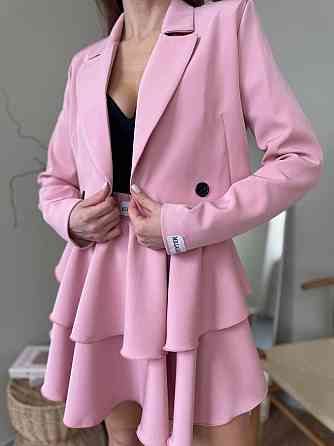 Женский стильный костюм двойка: пиджак и юбка креп-костюмка + подкладка Пудра, 42/44 Одесса