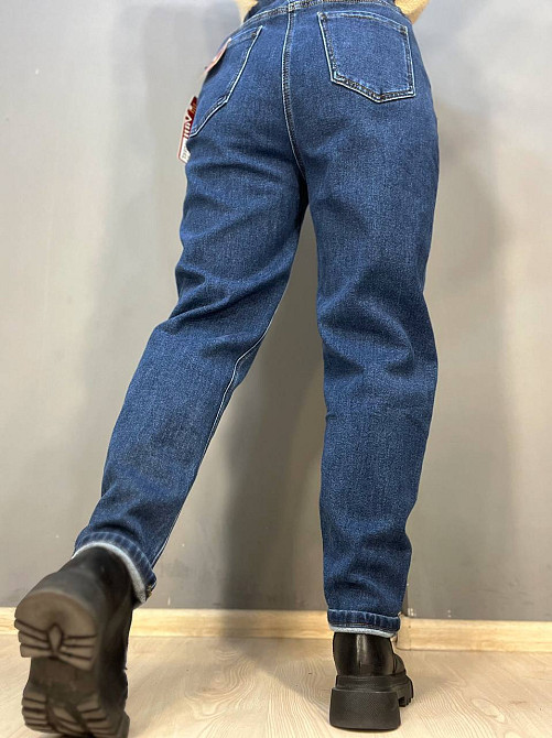 Джинси жіночі Vanver 8061 МОМ на резинці шнурок утеплені батал сині, синій, З2, З2, 88 см, 122 см Київ - фото 3