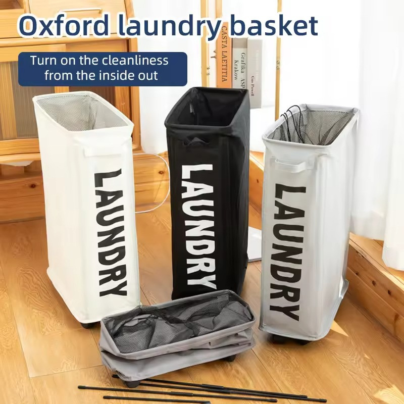 Кошик зі знімним мішком сіткою для білизни, складний на колесах, сірий Кам'янець-Подільський - фото 3