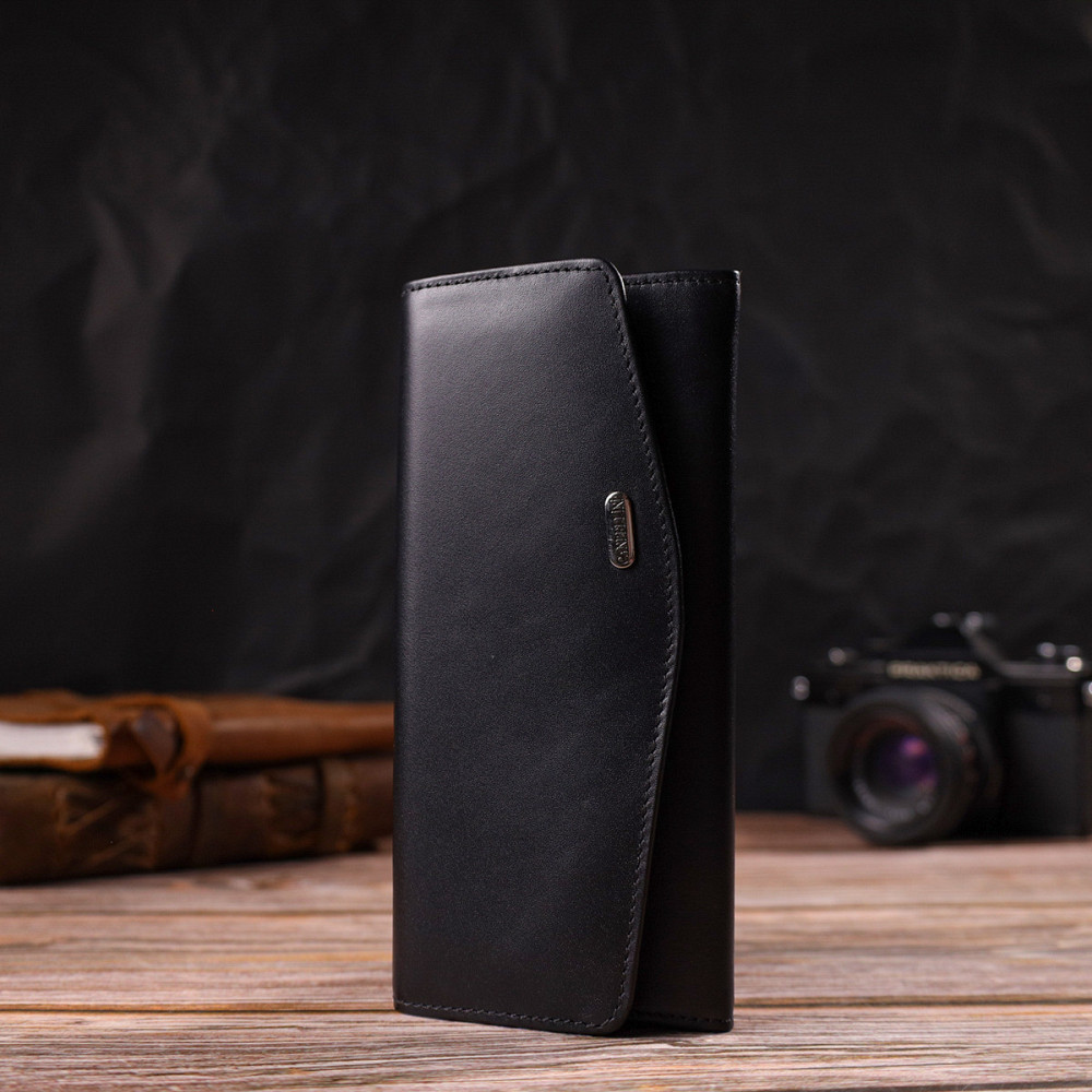 Шикарный женский кошелек с удобным функционалом кожаный CANPELLINI 21724 Черный Киев - изображение 3