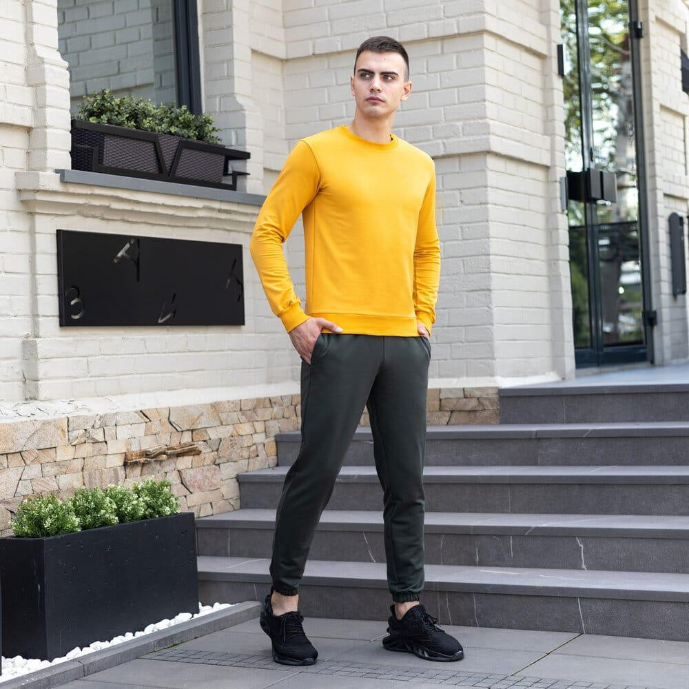 Світшот чоловічий однотонний жовтий Pobedov 001 Київ - фото 6