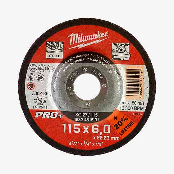 Диск зачистной по металлу MILWAUKEE, SG 27/115х6 PRO+, Ø115мм Одесса