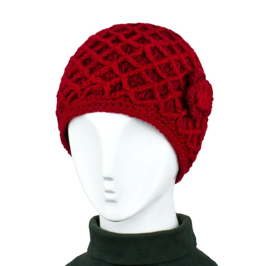 Шапка жіноча червона вовняна Київ - фото 1
