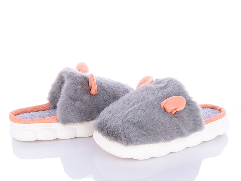 Тапки женские меховые серый Ушки Одесса - изображение 2