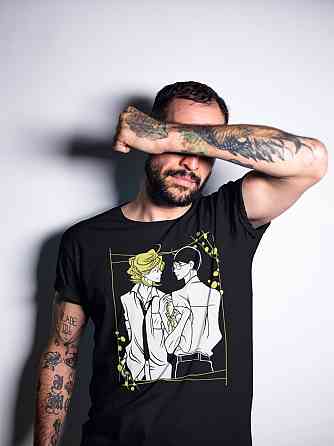 Футболка для хлопчика з аніме принтом Доукйуусеі Классматес Манга Хікару оверсайз (зріст від 165 до 180) Чорний AnimeJ0282m Дніпро