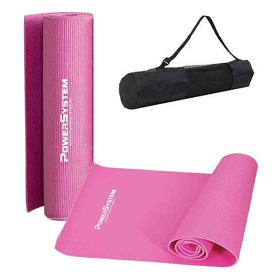 Килимок для йоги та фітнесу Power System PS-4014 PVC Fitness Yoga Mat Pink (173x61x0.6) Кам'янське