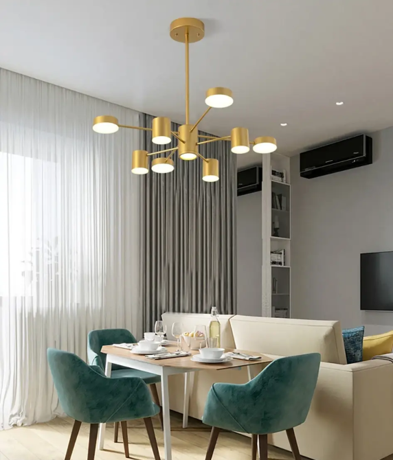 Світлодіодна люстра Меркурій 8911 (Золота) на 6+6 плафонів Київ - фото 3