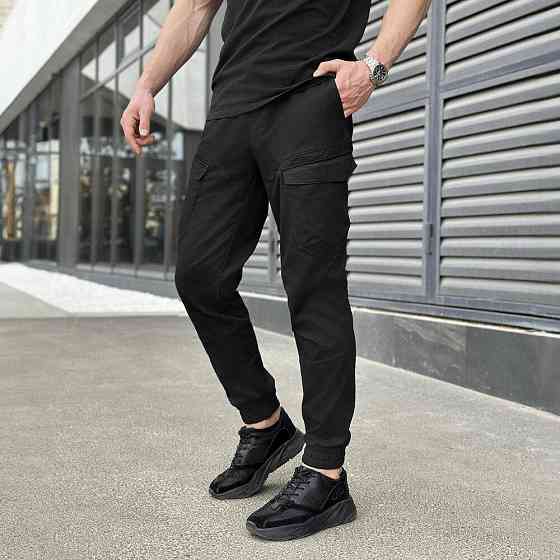 Штани-карго чоловічі весняні з кишенями чорні Pobedov VZIR Київ