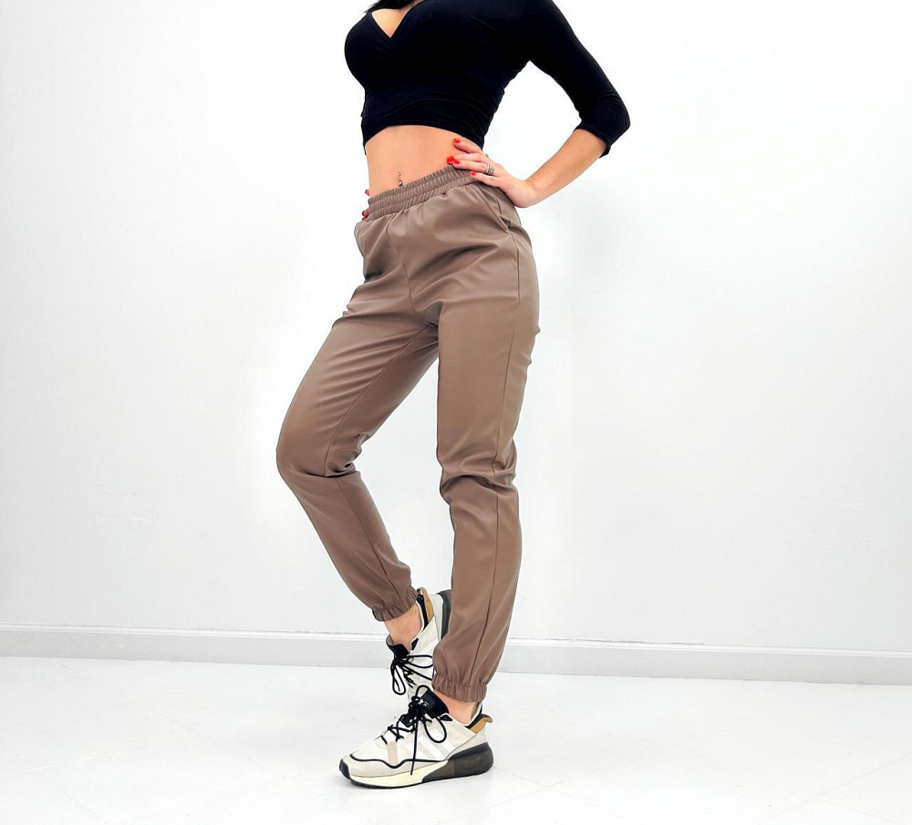 Штаны-джоггеры из экокожи Bennett 42-44, Мокко Киев - изображение 3