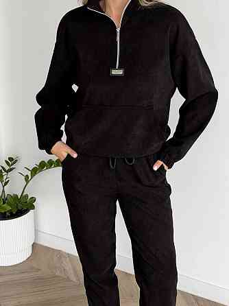 Женский стильный повседневный костюм двойка трикотажный ольвет Черный, 46/48 Одесса