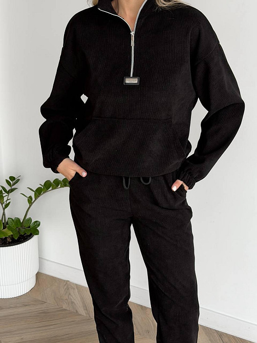 Женский стильный повседневный костюм двойка трикотажный ольвет Черный, 46/48 Одесса - изображение 1