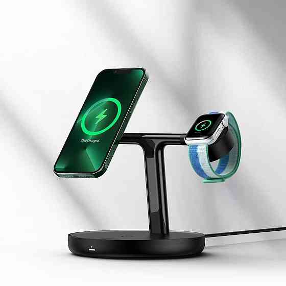 Бездротовий зарядний пристрій Baseus Swan 3 в 1 Magnetic Charging Bracket 20W, колір чорний Universal WXTE000101 Одеса