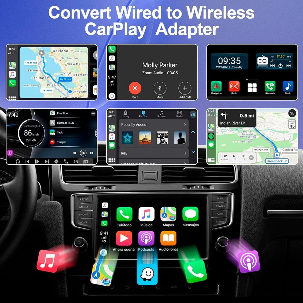 Бездротовий адаптер CarPlay XIXIXIAXIA Q1M 2025, конвертація з дротового Карплей Plug & Play USB-C iOS 12+ чорний Київ - фото 3