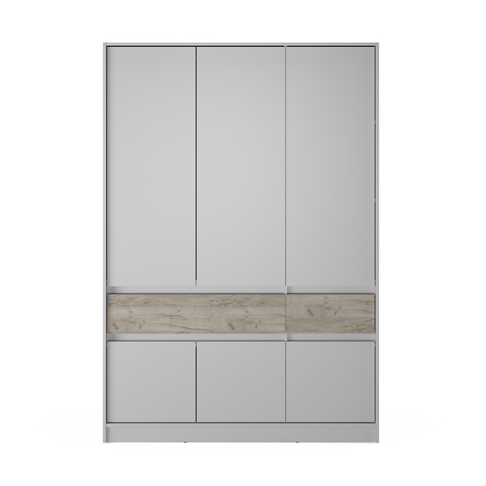 Шкаф распашный для одежды с выдвижными ящиками (полки - штанга) Эверест Стайл-1400 140х53х203 см Кашемир/Дуб крафт серый (DTM-071162) Львов - изображение 2