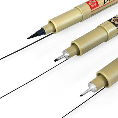 Лайнер Sakura Набір Pigma Micron 2 шт (0.1/0.5) + 1 лінер-пензель Pigma Brush Чорний, у блістері (8712079441685) Вінниця - фото 2