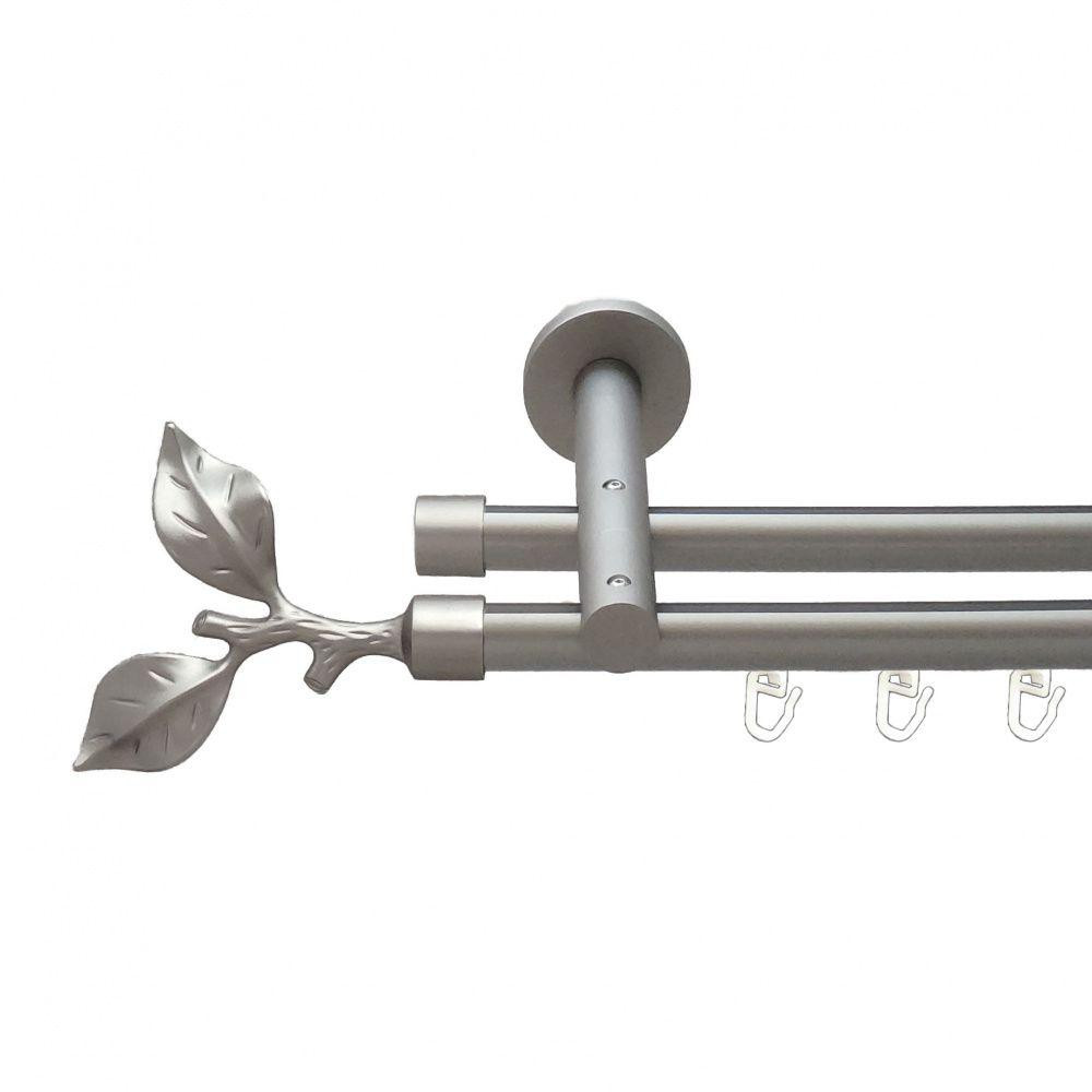 Карниз Orvit Листок Троянди металевий дворядний реверсивний профільна труба  Сатин 19\19 мм 240 см (6300834) Львів - фото 1