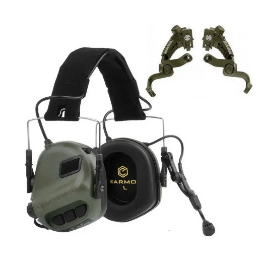 Комплект активные наушники Earmor M32(x) + крепление чебурашки M16C (Оливковый) Винница - изображение 2