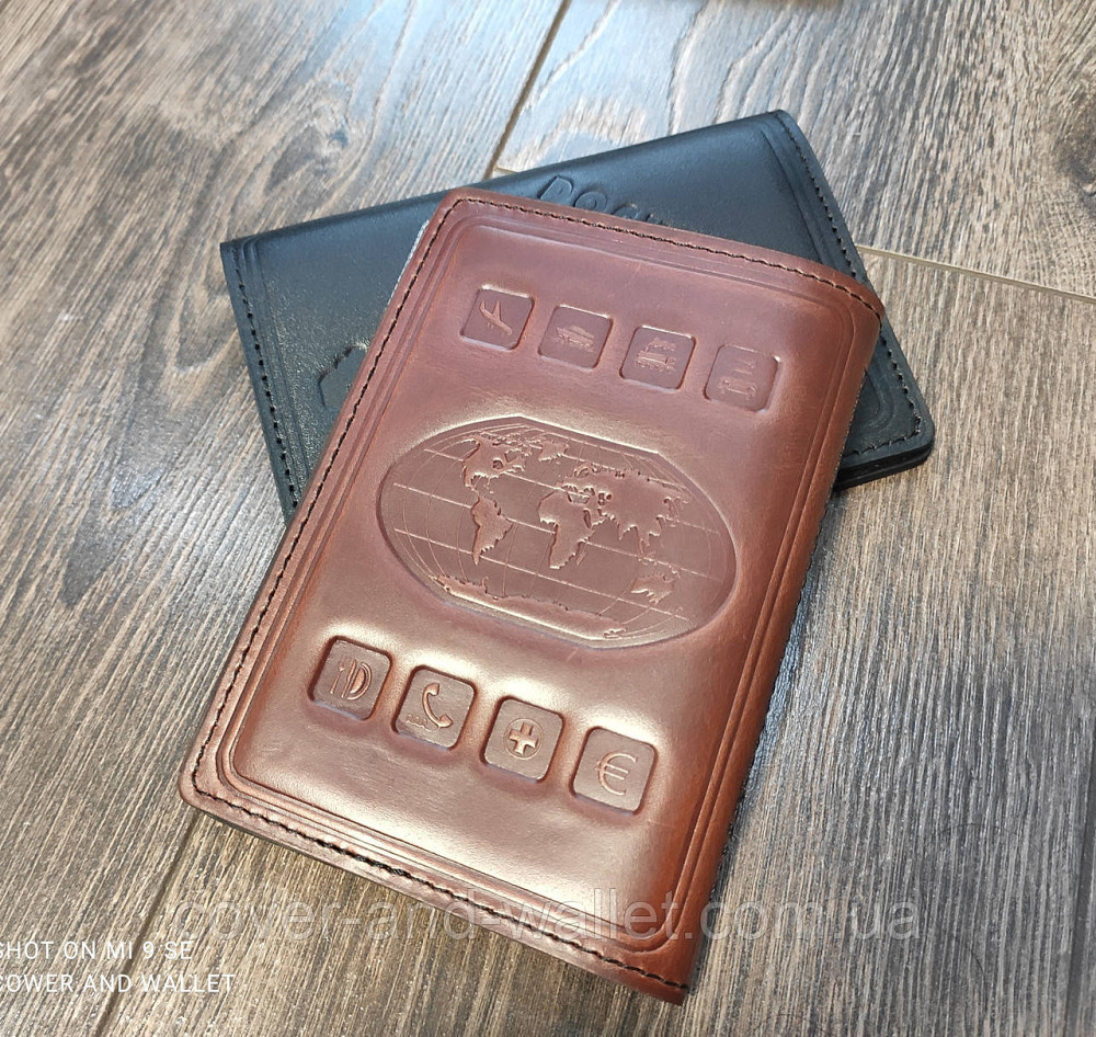 Шкіряна обкладинка на паспорт та авто документи ручної роботи Київ - фото 9