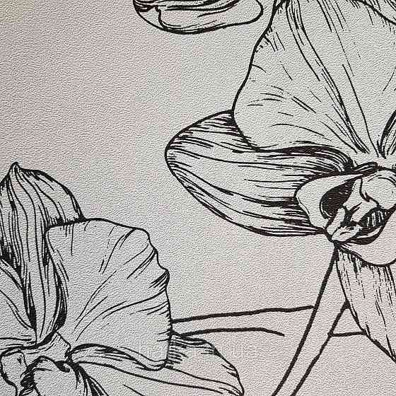 Шпалери вінілові на флізелін Marburg New Spirit панно 2.12х2.7 м квіти листя великі чорні на білому Київ