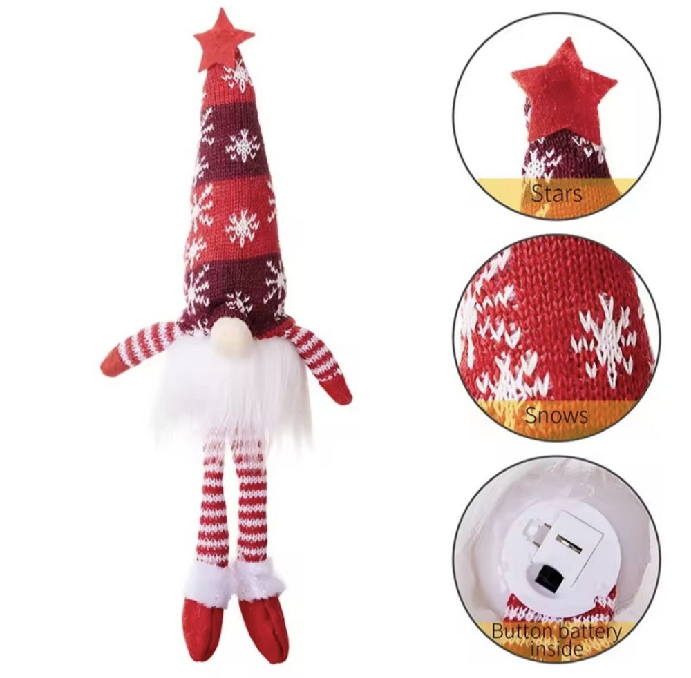 Маленький різдвяний гном з підсвіткою Зелений Смела - изображение 4